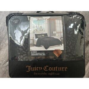 Juicy Couture 5 Piece Comforter FULL QUEEN Bed Set Black Cheetah Leopard Print